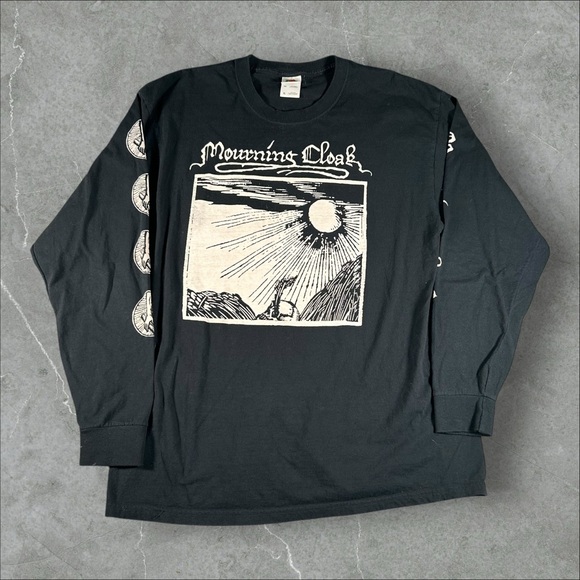 Vintage Mourning Cloak Shirt Men XL Black White Y2K Death Metal Long Sleeve Rare - Picture 1 of 9